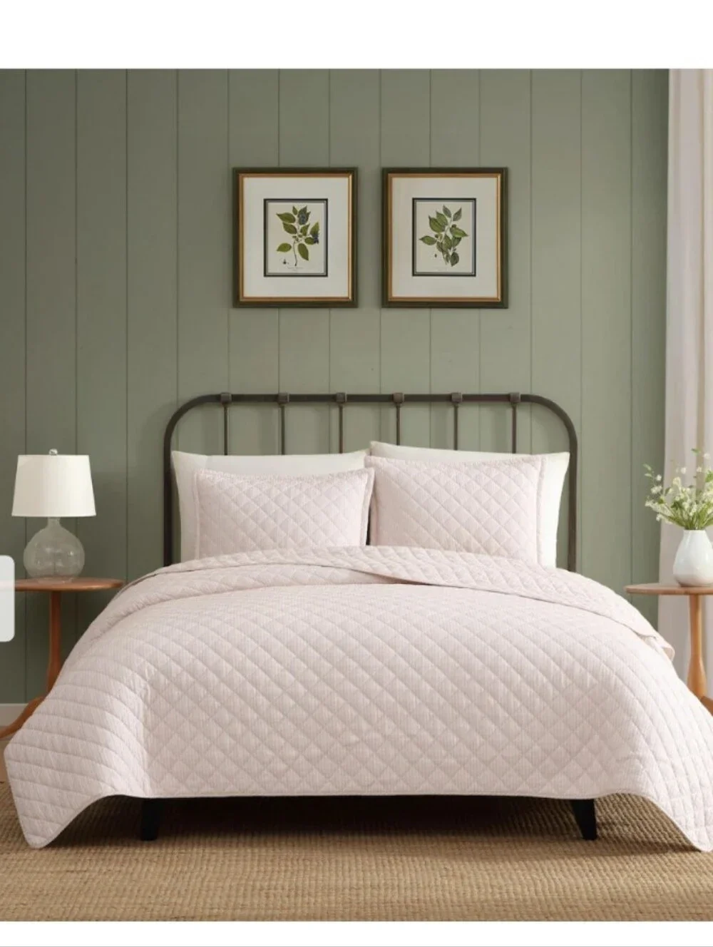 Twin - Laura Ashley Tessas Ticking Quilt Bedspread Set in Light Pink Stripes